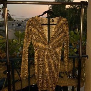Glitter Snakeskin Patterned Dress
